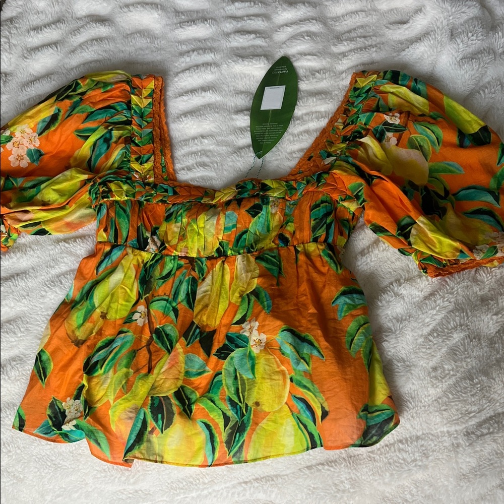 Anthropologie Vibrant Orange Floral Women's Top